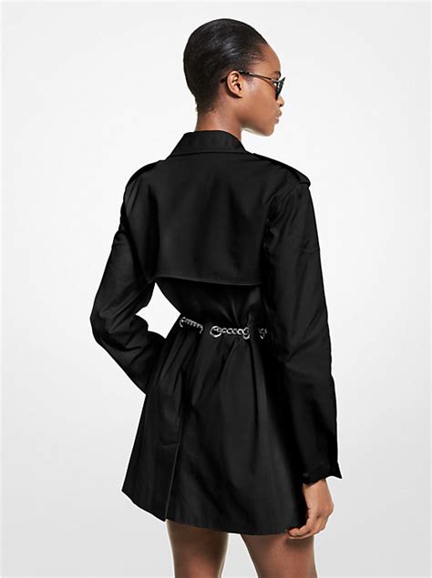 michael kors chain trim cotton trench coat|michael kors belted raincoat.